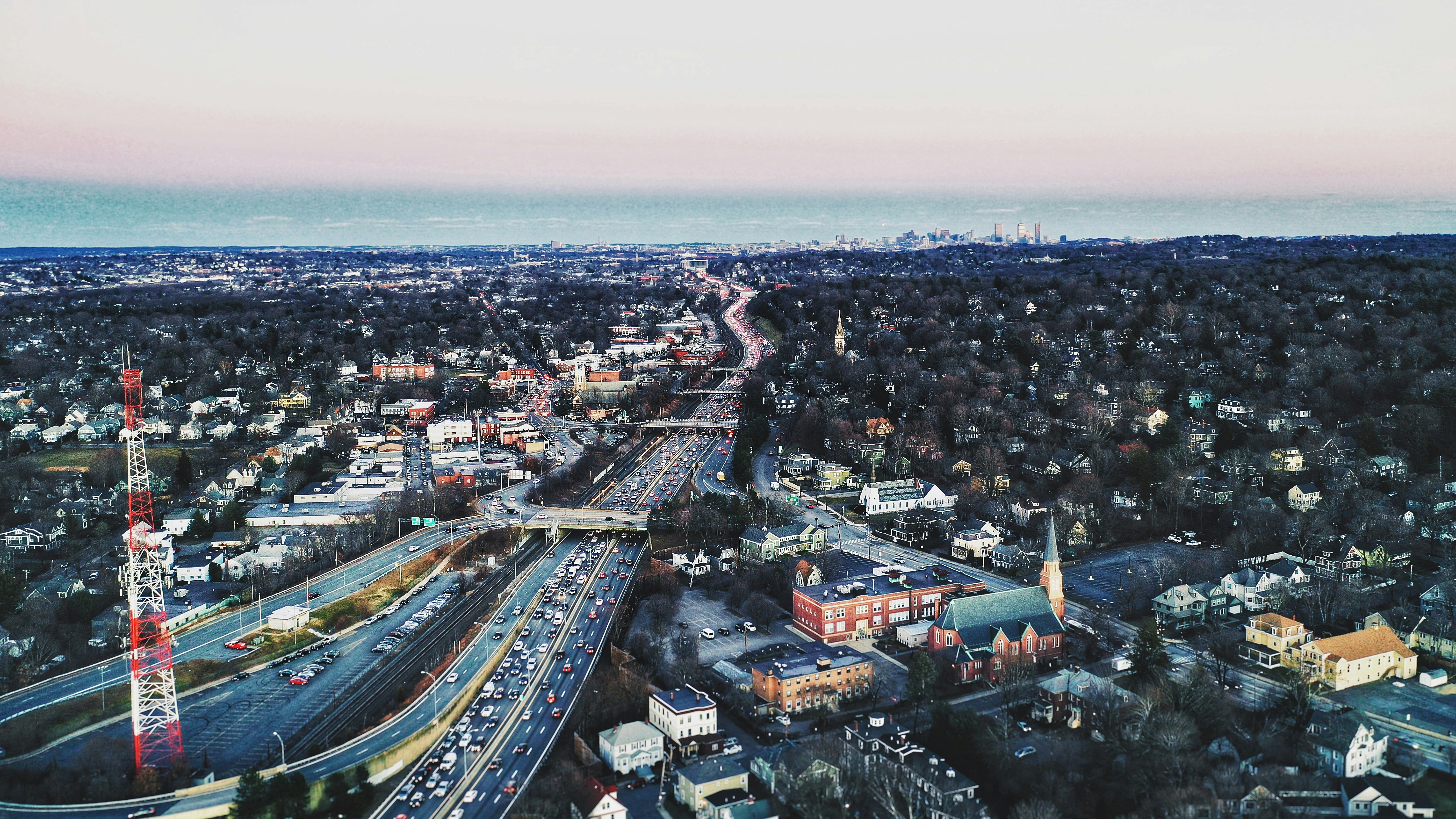 Aerial view of metropolitan area